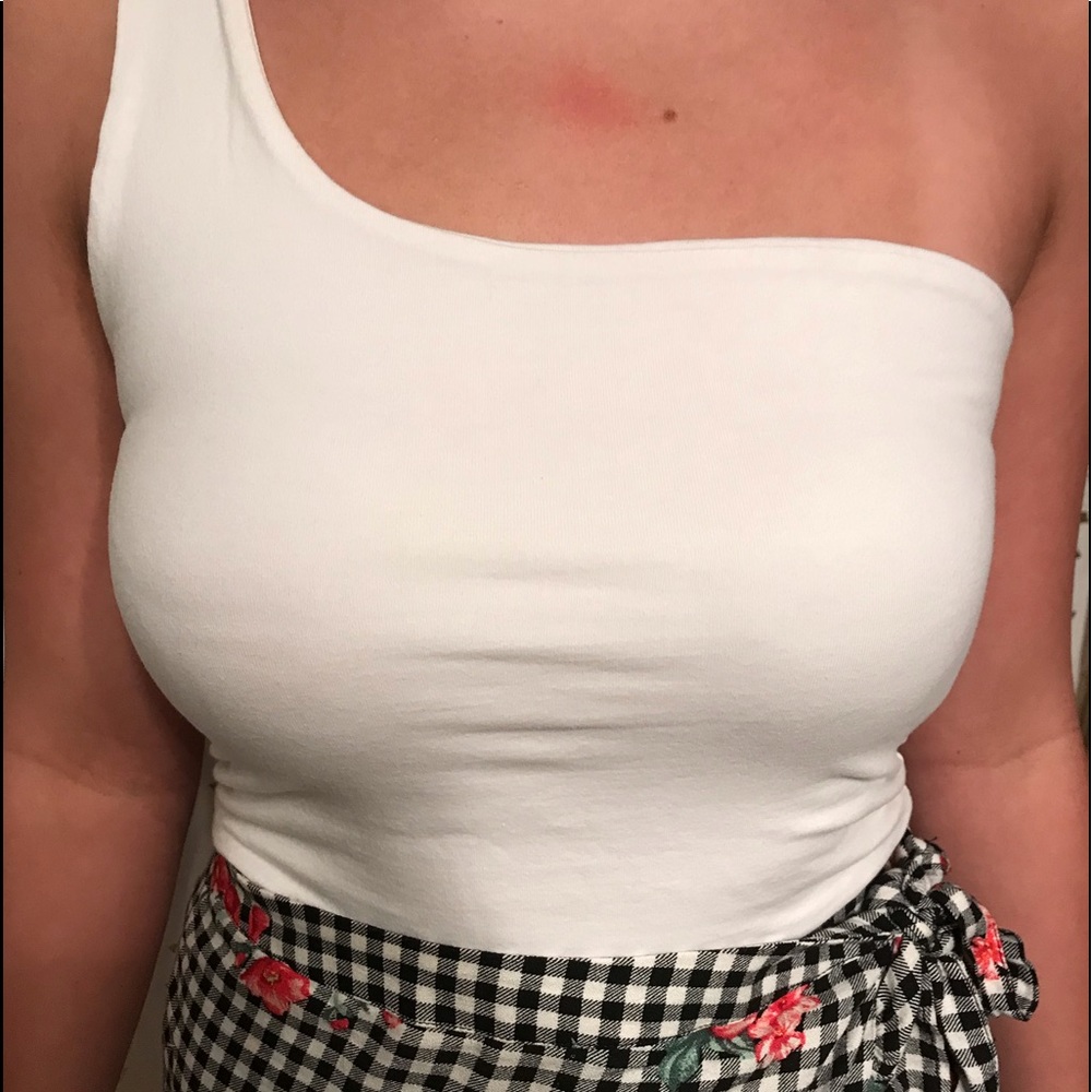 White One strapped white cropped top